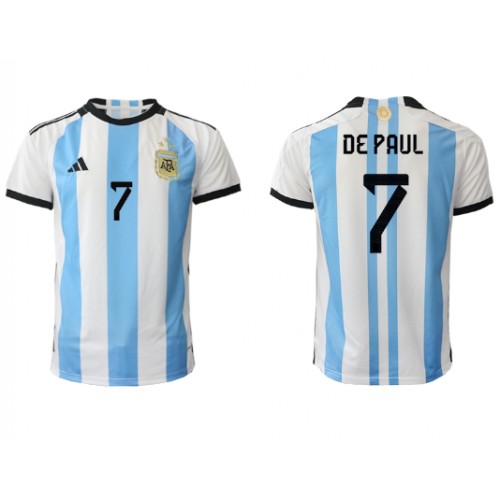 Argentina Rodrigo de Paul #7 Replika Hjemmebanetrøje VM 2022 Kortærmet